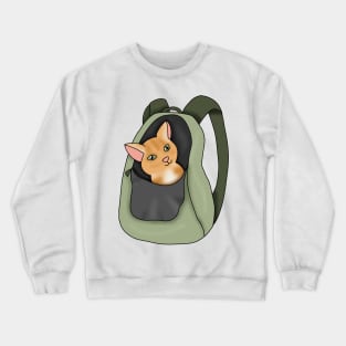 Kitty in a backpack (fluffy orange cat) Crewneck Sweatshirt